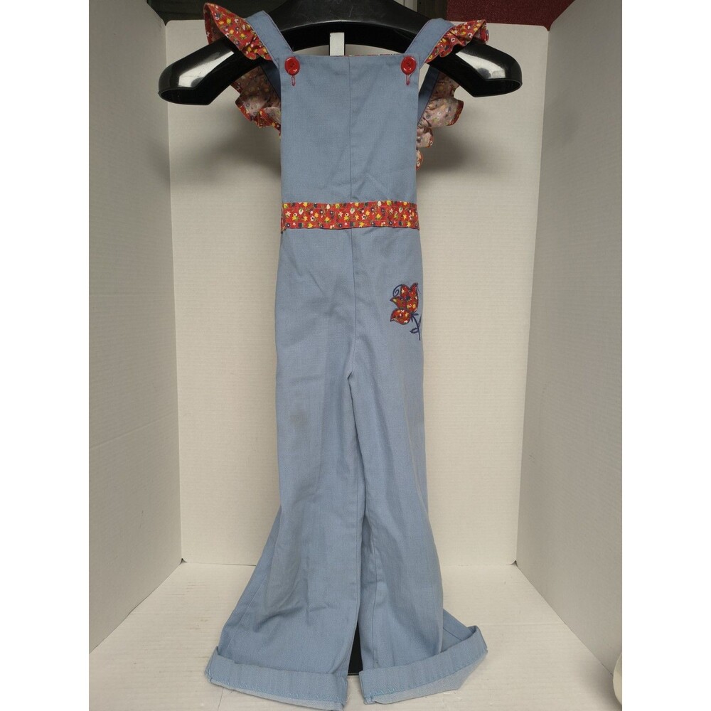 Vintage 70s Health-tex Children's Jumpsuit Overalls | Size 6 Ruffle Floral Retro